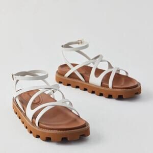 Charles & Keith White Crossover Ankle Strap Sandals